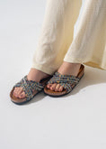 Load image into Gallery viewer, Crystal Boho Slipper - DARK BLUE