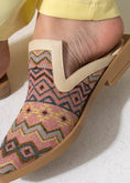 Load image into Gallery viewer, Mixed-Finish Pointed Mules - BEIGE