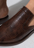 Load image into Gallery viewer, V-Cut Textured Flat Mules - BROWN