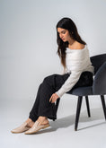 Load image into Gallery viewer, V-Cut Textured Flat Mules - BEIGE