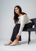 Load image into Gallery viewer, V-Cut Textured Flat Mules - BEIGE