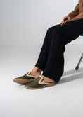 Load image into Gallery viewer, Textured Slip-on Mules - OLIVE