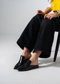 Load image into Gallery viewer, V-Cut Textured Flat Mules - BLACK