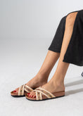 Load image into Gallery viewer, Metallic Ribbed Slides - BEIGE