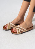 Load image into Gallery viewer, Metallic Ribbed Slides - BEIGE