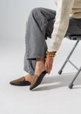 Load image into Gallery viewer, Pointed-Toe Herringbone Weave Mules - BROWN