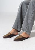 Load image into Gallery viewer, Pointed-Toe Herringbone Weave Mules - BROWN