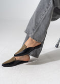 Load image into Gallery viewer, Pointed-Toe Herringbone Weave Mules - BLACK