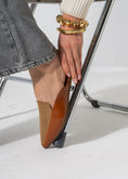Load image into Gallery viewer, Pointed-Toe Herringbone Weave Mules - CAMEL