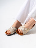 Load image into Gallery viewer, Metallic Animal Print Cross-Strap - BEIGE