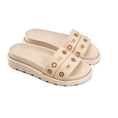 Load image into Gallery viewer, Grommet Detail Double Strap Slipper -BEIGE