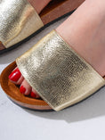 Load image into Gallery viewer, Snake-Textured Wide Strap Slides - GOLD