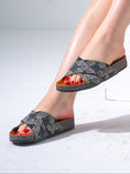 Load image into Gallery viewer, Ethnic Patterned Cross-Strap Slides - BLACK