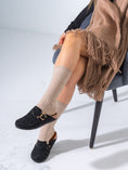 Load image into Gallery viewer, Animal Print Faux-Suede Buckle Clogs - BLACK