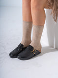 Load image into Gallery viewer, Textured Snake-Effect Buckle Clogs - BLACK