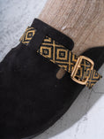 Load image into Gallery viewer, Suede Geometric-Strap Clogs - BLACK