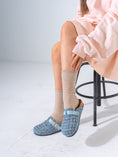 Load image into Gallery viewer, Textured Tweed Buckled Clogs - BLUE