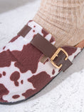 Load image into Gallery viewer, Faux Fur Cow Print Clogs - MARRON