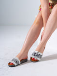 Load image into Gallery viewer, Zebra-Pattern Woven Slides - WHITE
