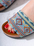 Load image into Gallery viewer, Boho Tribal Print Slides - BABY BLUE