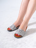 Load image into Gallery viewer, Chic Snake-Embossed Comfort Slides - GRAY