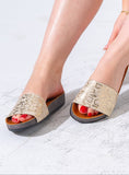 Load image into Gallery viewer, Metallic Serpent Casual Slides - GOLD