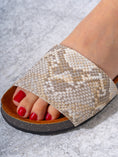 Load image into Gallery viewer, Chic Snake-Embossed Comfort Slides - CAFE