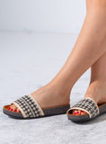 Load image into Gallery viewer, Rhinestone Strip Woven Slipper - BROWN