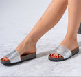 Load image into Gallery viewer, Metallic Ruched Comfort Slides - SILVER