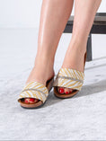 Load image into Gallery viewer, Textured Zig-Zag Strap Slippers - BEIGE