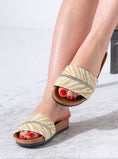 Load image into Gallery viewer, Textured Zig-Zag Strap Slippers - BEIGE