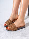 Load image into Gallery viewer, Artisan Woven Multi-Strap Slides - CAMEL