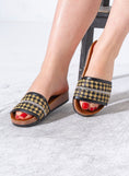Load image into Gallery viewer, Rhinestone Strip Woven Slipper - BLACK