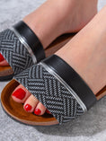 Load image into Gallery viewer, Textured Ethnic Motif Slippers - BLACK
