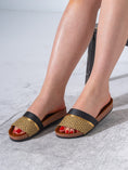 Load image into Gallery viewer, Textured Ethnic Motif Slippers - GOLD