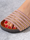 Load image into Gallery viewer, Artisan Woven Multi-Strap Slides - PINK