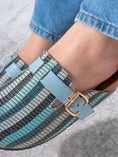 Load image into Gallery viewer, Striped Woven Fabric Buckle Clogs - BLUE