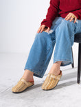 Load image into Gallery viewer, Striped Woven Fabric Buckle Clogs - BEIGE