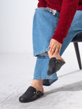 Load image into Gallery viewer, Snake-Embossed Buckle Clogs - BLACK