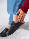 Load image into Gallery viewer, Snake-Embossed Buckle Clogs - BLACK