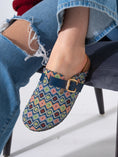 Load image into Gallery viewer, Geometric Pattern Woven Clogs - BLUE