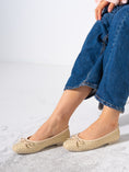 Load image into Gallery viewer, Square-Toe Embroidered Flat - BEIGE