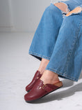 Load image into Gallery viewer, Snake-Embossed Buckle Clogs - MARRON