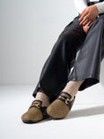 Load image into Gallery viewer, Chevron Woven Horsebit Clogs - BLACK
