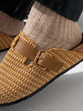 Load image into Gallery viewer, Woven Raffia Buckle Clogs - CAFE