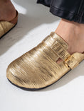 Load image into Gallery viewer, Metallic Ruched Slip-On Clogs - GOLD