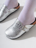 Load image into Gallery viewer, Metallic Ruched Slip-On Clogs - SILVER