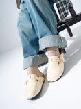 Load image into Gallery viewer, Textured Snake-Effect Buckle Clogs - BEIGE