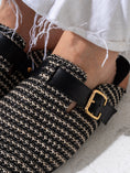 Load image into Gallery viewer, Woven Raffia Buckle Clogs - BLACK