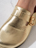 Load image into Gallery viewer, Croc-Embossed Buckle Clogs - GOLD